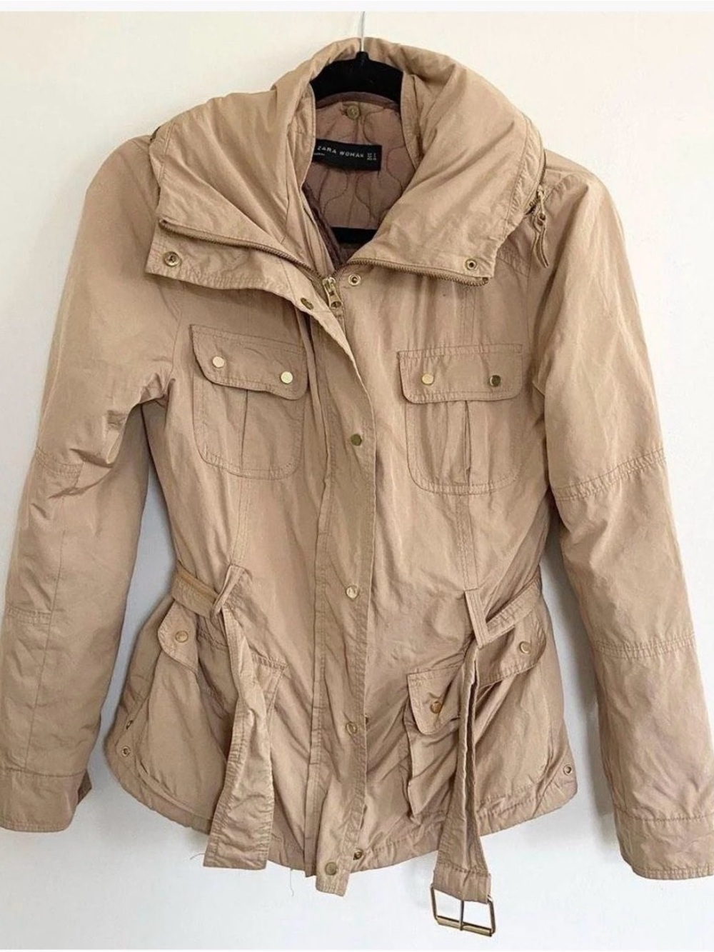 Zara Woman Tan Utility Jacket with Belt